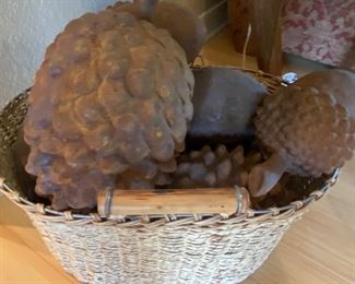 Faux plaster acorns and artichokes decorative