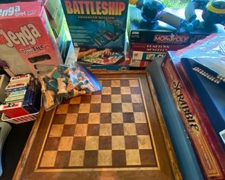Many checkers and chess sets