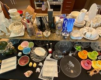 Kitchen wares, Disney and Dept 56 Vintage sundae serveware and many unique items