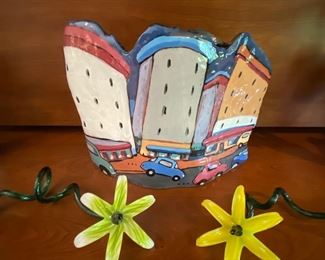 Art glass flowers and whimsey art piece