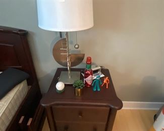 Nightstand and modern table lamp, Gumby and Pokey accessories