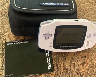 Game Boy Advance with manual and case