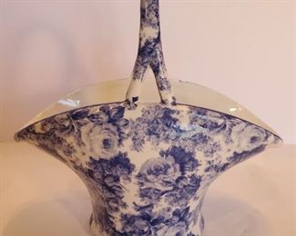 Blue/White Floral Porcelain Basket