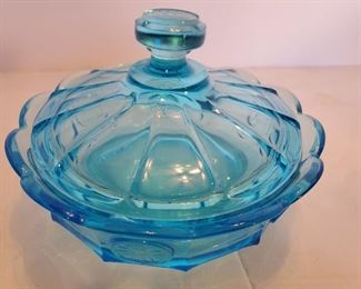 1960 Fostoria Coin Blue Candy Dish