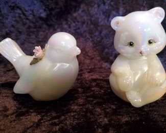 Fenton Iridescent Bird and Bear