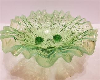 Footed Ruffled Glass Candy Dish