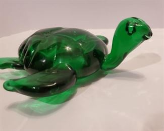 Heavy Green Glass Turtle
