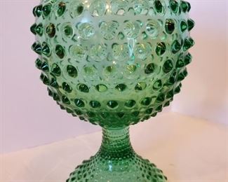 Vintage Imperial Glass Hobnail Opalescent Green Vase