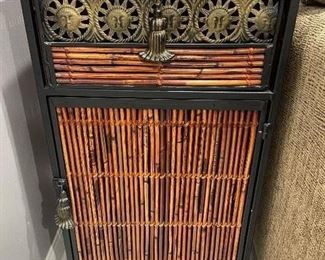 Rattan and metal end tables/nightstands, 16" W x 11"D x 27"H, 2 available,  was $65 each, NOW $45 each