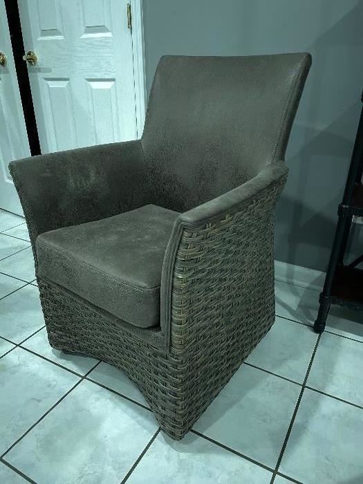 Rattan brown chair, 26" x 19"D x 36"H,  was $135, NOW $95