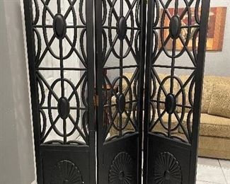 Black wood panel screen, 18"W per panel x 78"H,  $85