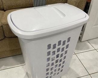 Laundry hamper on wheels w/handle,  $22