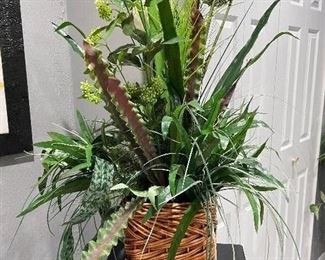 Large floral and greenery in basket, 36"H,  was $30, NOW $20