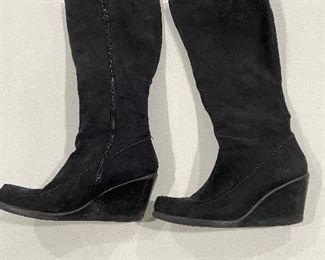 Black suede wedge boots, Size 6,  was $25, NOW $15