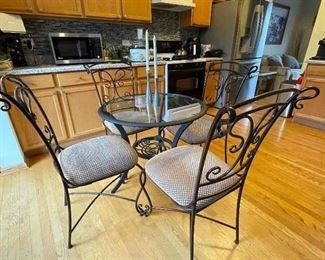 Metal & glass table + 4 chairs,   30" x 28" table,  37"H chairs,  was $215, NOW $175