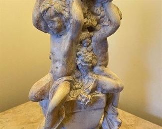 Additional closeup view of cherub lamp