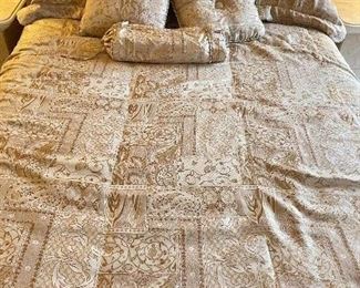 Queen comforter bed set (2 shams, throw pillows, bed skirt),  was $65, NOW $35