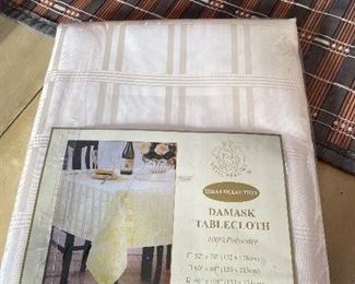 NEW Damask tablecloth, 60" x 108",  was $6, NOW $5