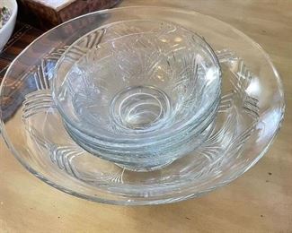 Glass salad bowl and 4 small bowls,  was $6, NOW $5