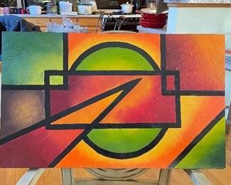 Geometric colorful painting, 30" x 18",  was $24, NOW $19