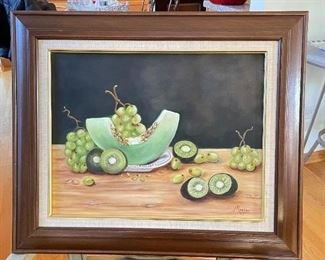 Still life pic of melon & grapes,  24"W x 21"H,  was $34, NOW $22