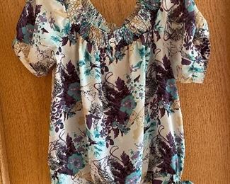 Floral short sleeve blouse - can be worn off the shoulder, Size Small, was  $12, NOW $7