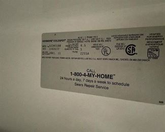 Tag on inside of fridge