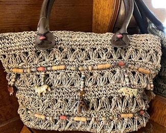 Macrame-like purse with beads and animal pendants,  was $15, NOW $8
