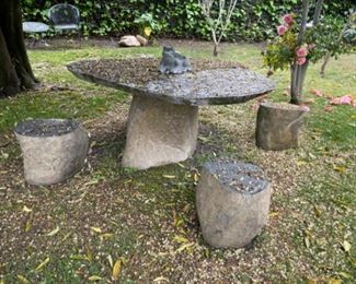 Heavy stone mushroom designer patio set
