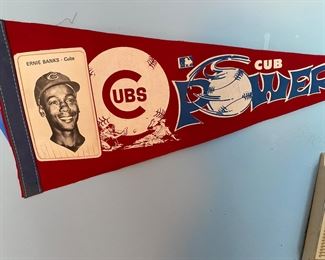 Vintage 1960's Ernie Banks Photo Cub Power Felt Pennant