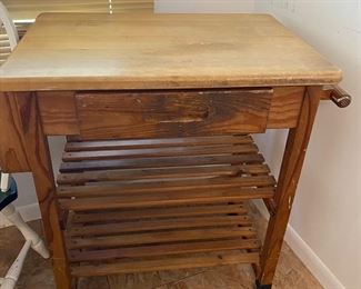 Butcher Block Rolling Cart