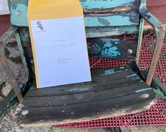 Original ( yes its in bad shape) Comiskey Park #7 Stadium Seat with Original COA from Chicago White Sox. Needs Restoring.
