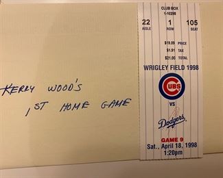 Kerry Wood's 1st Home Game Ticket
