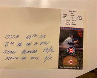 Sammy Sosa 60th Home Run ticket