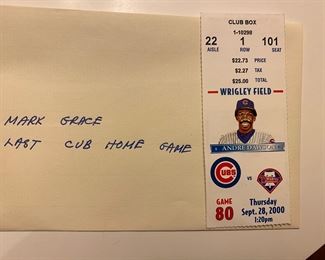 Mark Grace Last Cub Home Game Ticket