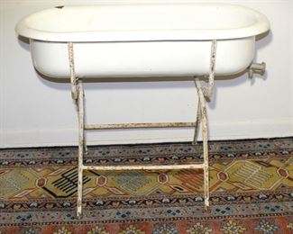 enamelware Hungarian tub on stand 