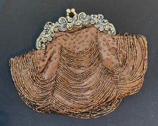 Vintage Brown Beaded Purse