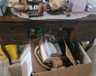 Very nice older desk and more office supplies