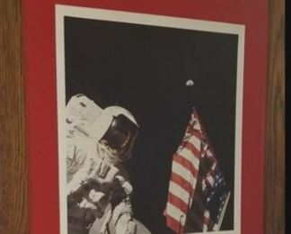 SIGNED last Man on the moon picture framed E. HERNAN