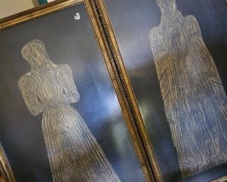 Vintage medieval characters lithography