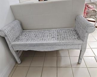 Wicker White Bench