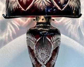 Bohemian cut-to-clear crystal lamp