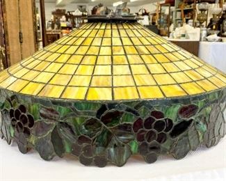 Early 1900's slag glass turtle back pendant lamp shade 