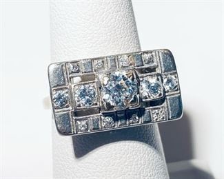 Men's white gold diamond ring 