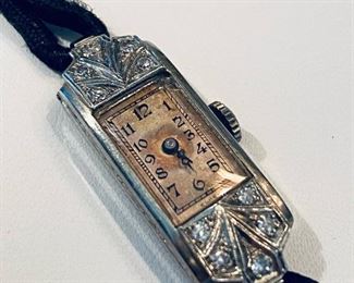 Art deco platinum watch