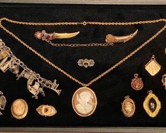 Selection of gold-filled Victorian jewelry 