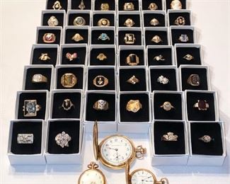 Selection of vintage 10k gold rings 