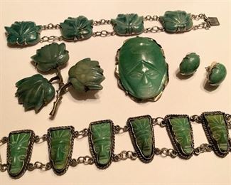 Jade/silver signed Eisenberg jewelry 
