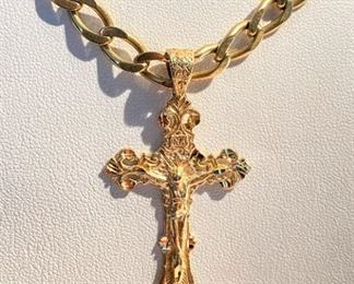 Solid 14k gold crucifix necklace  52 grams