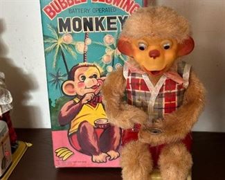ALPS TOYS Vintage Bubble Blowing Monkey with Original Box